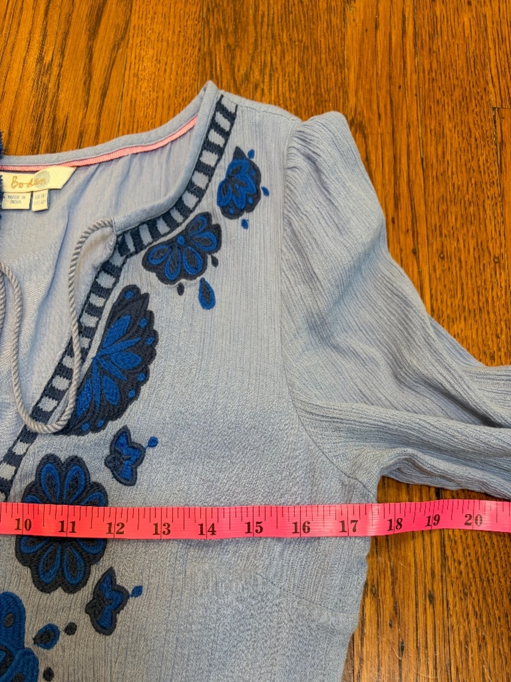 Boden Light Blue Midi Dress with Navy Embroidery - Picture 5 of 8